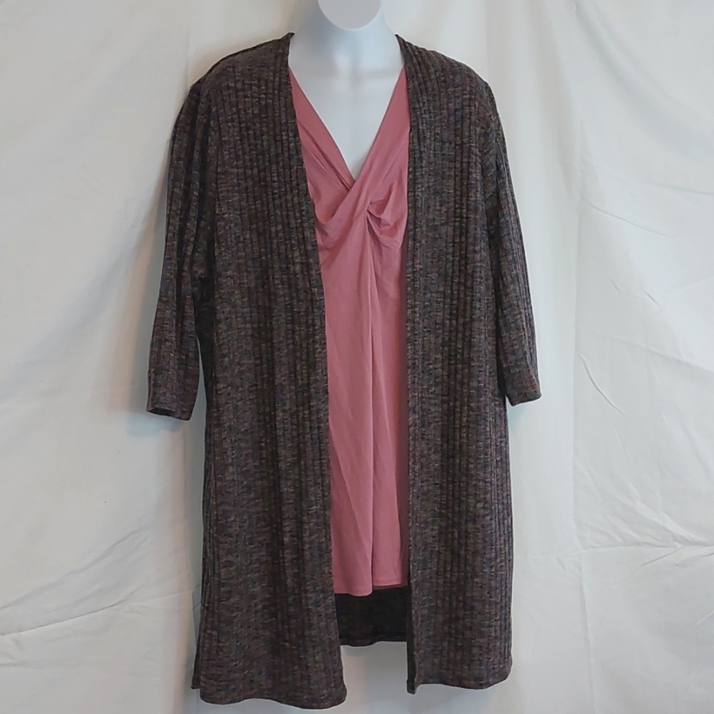Lane Bryant Gray Multi Duster Cardigan 18 20 2X